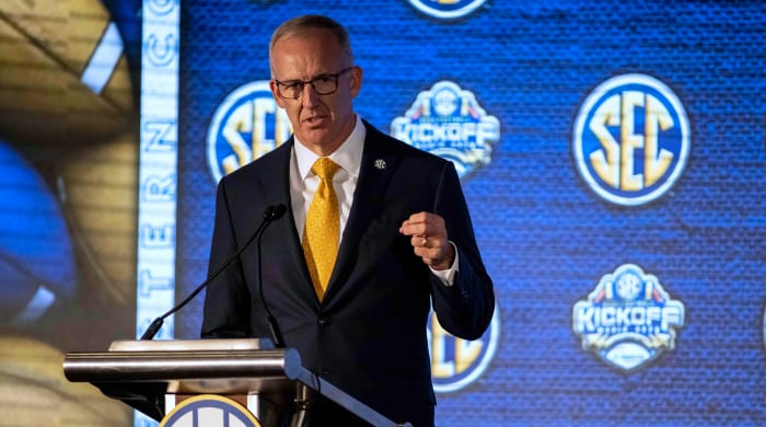 SEC commissioner Greg Sankey talks at Media Days